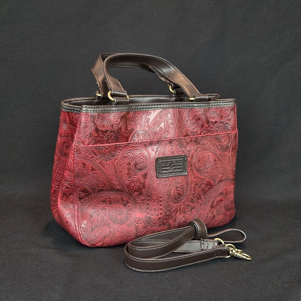Relic Red Paisley Embossed Vegan Leather Crossbody Shoulder Bag Purse